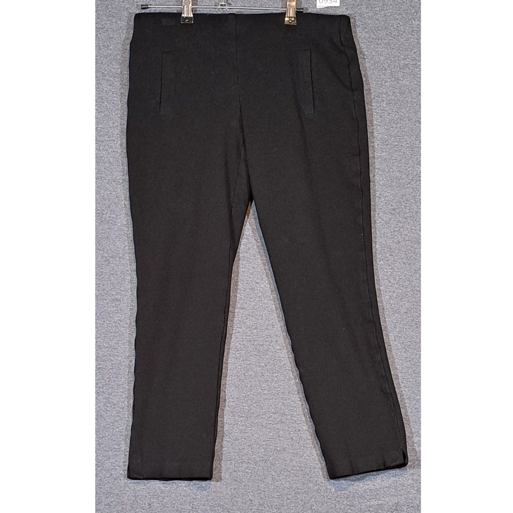 Chicos Black Pull On Ankle Pants Womens Size 0 US 4 Slim Leg Stretch Ponte Knit